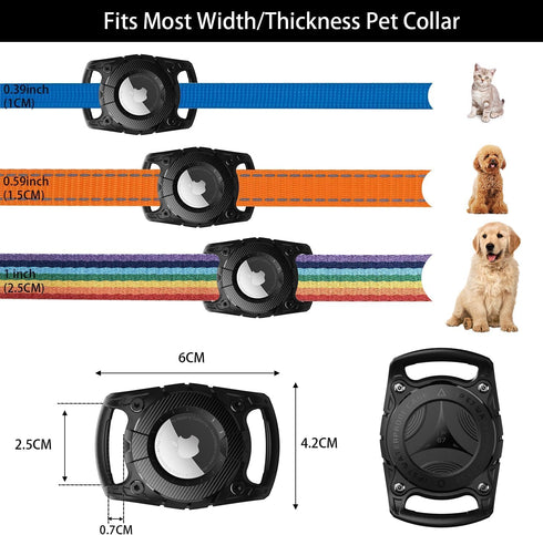 Waterproof Pet Airtag Dog Collar Holder, Anti-lost Shock Resistant TPU Case for Key, Backpack, Dog GPS Tracker