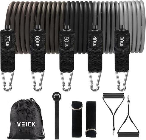 VEICK Resistance Bands, Workout Bands with Handles for Men and Women, Exercise Bands for Home Fitness