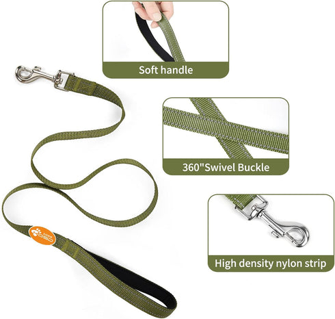 4 Ft Reflective Dog Leash Durable Nylon Puppy Leash with Reflective Threads and Comfortable Padded for Walking Dog Lead Great for Small and Medium Dog