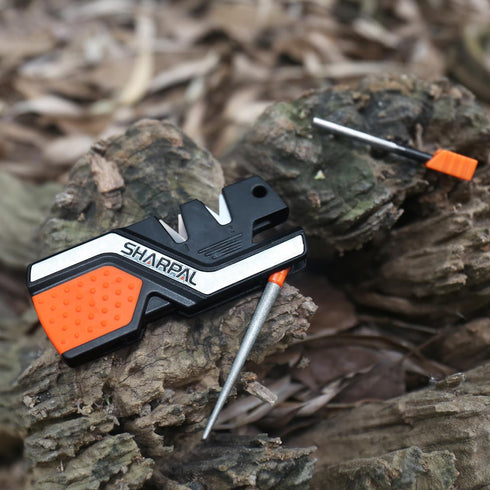 SHARPAL 101N 6-In-1 Pocket Knife Sharpener & Survival Tool, with Fire Starter Ferro Rod, Whistle & Diamond Sharpening