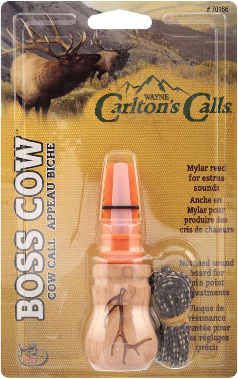 Hunters Specialties Boss Cow Call - Open-Reed Elk Call for High-Pitched Mature Cow Moos (Lanyard Included)