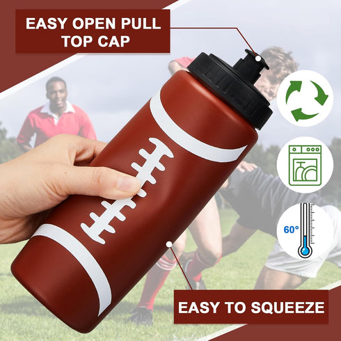 Yaomiao 12 Pcs Football Water Bottle for Boys, 20 oz Reusable BPA-Free Squeeze Water Bottles