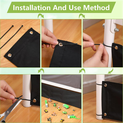 Under Bed Blocker for Pets, Toy Blocker with Black Zip Ties, Under Bed Barrier for Dogs Cats Puppy Furniture (Black,
