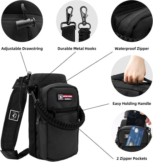 26/32/36/40/46/64oz 2 NATURE PIONEOR Water Bottle Holder with Adjustable Strap - Insulated Water Bottle Sling Carrier