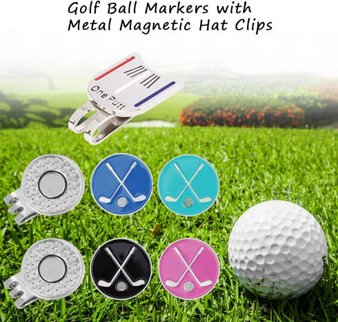 Golf Ball Markers with Metal Magnetic Hat Clips, 2Pcs Funny Golf Ball Marker Hat Clip, Golf Accessories for Men