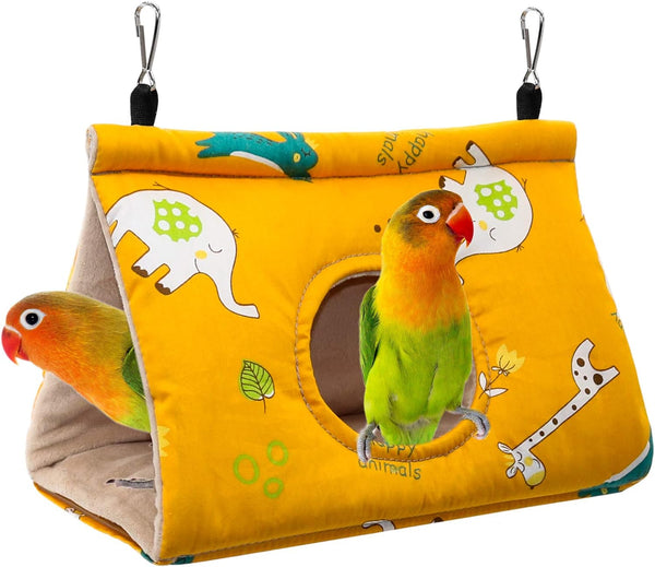 Rypet Winter Warm Bird Nest House - Plush Fluffy Sleeping Bed for Parrot, Parakeet, Cockatiels, Budgies, Yellow