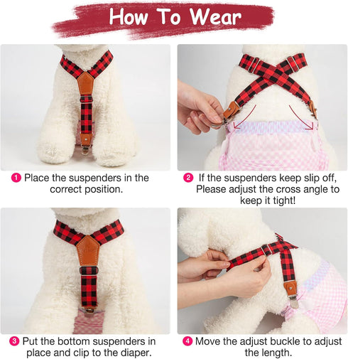 2 Pet Soft Dog Suspenders Pieces Female Dog Diaper Suspenders for Dogs Diaper Keeper Suspender for Dogs Skirt, Dogggy
