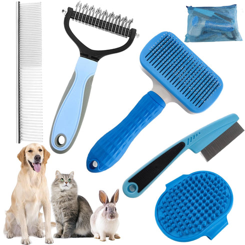 Dog Brush for Shedding, 6 PCS Pet Slicker Hair Brush Kit with Organizer Bag for Dogs & Cats