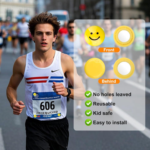 NELOMO Magnetic Bib Clips for Runners Race Bib Clips Secures Running Athletes Bib Holders for Runner Marathon Cycling