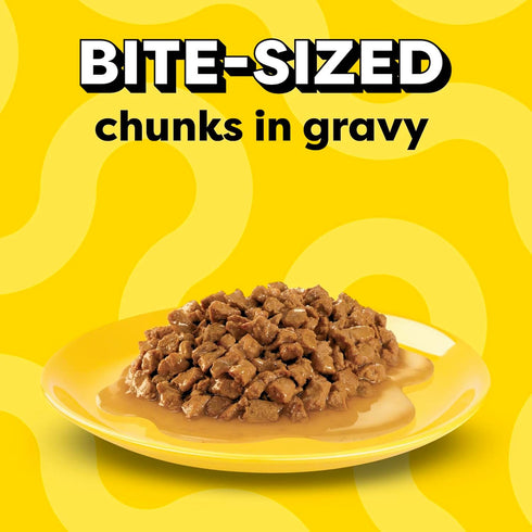 3.5 oz. (12 Count, Pack 2) Temptations Bites in Gravy Adult Wet Cat Food Seafood Medley Flavor and Tasty Chicken