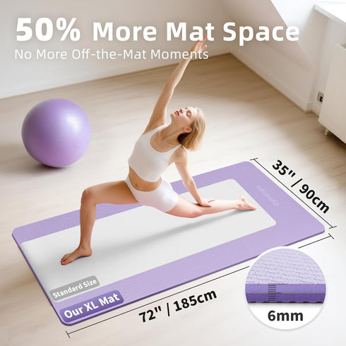 72"x48" 78"x57", 1/4"1/2" Extra Large Yoga Mat or Thick Mat for Women & Men, TPE Non-Slip Pilates Mat for Home Gym