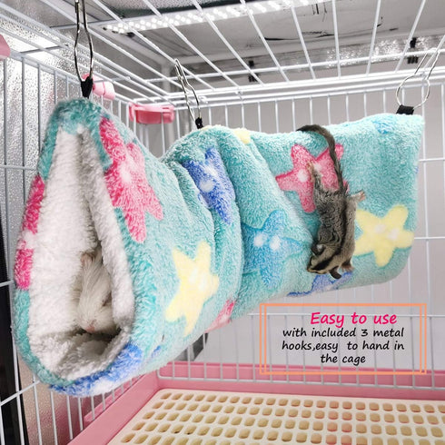 LEFTSTARER Guinea Pig Accessories, Sugar Glider Cage Accessories, Hamster Rat Toys, Ferret Hammock (Green-Star)