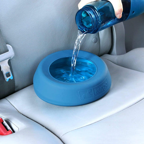 Kurgo Splash Free Wander Water Bowl - Portable No Spill Dog Travel Bowl, 24 ounces (Coastal Blue)