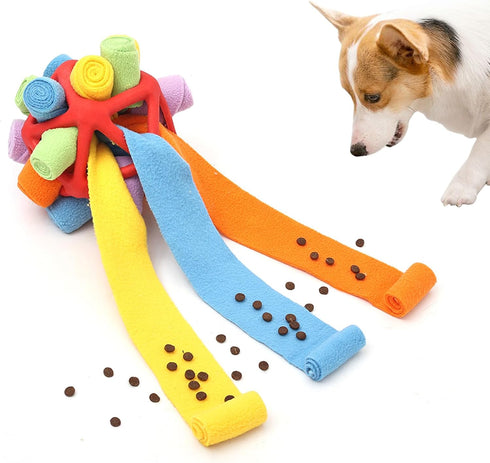 Interactive Snuffle Toys for Dogs - Sniffle Treat Game Ball, Encouraging Natural Foraging Skills (Red, Triangle)