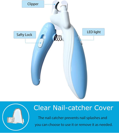 Ginalaia Cat Dog Pet Nail Clippers with Light, Llluminates Cat Dog Nails or Bloodline,Safety Pet Nail Clipper for Dogs