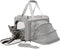 Expandable Grey Cat Carrier - Small Dog Bag for Traveling, Bunny Rabbit Purse, TSA Airline Approved