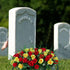 Gooddyiyukey Artificial Grave Flowers for Cemetery, Mothers Day Grave Decorations, Faux Fake Red White Blue Silk Roses