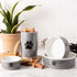 Bone Dry Ceramic Pet Bowls, Microwave & Dishwasher Safe, Non-Slip Bottom, Small Bowl Set, 4.25x2, Gray/Black, 2 Count