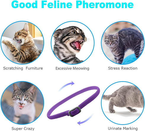 Calming Collar for Cats - Pheromone Calm Collars for Anxiety Relief, Adjustable Waterproof 2 Pack for Small Medium Large