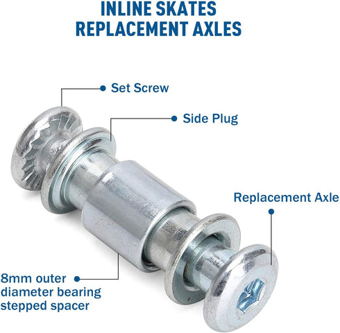 TOBWOLF Inline Skate Axle Spacer Screw Replacement - Aluminum Alloy Rollerblade Skate Wheel Bearing Spacer with Axle &