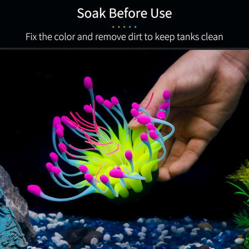 Uniclife Coral Artificial Decoration, Glowing Effect Silicone Ornament for Fish Tank Aquarium, Yellow