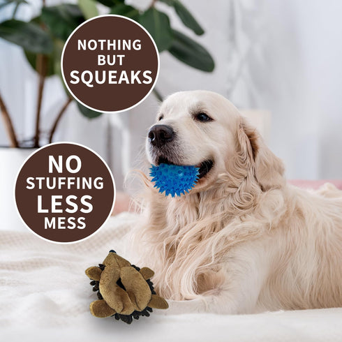 Plush Hedgehog Dog Toys 3 PCS - Squeaky Stuffless Hedgehog for Small and Medium Dogs, Interactive Pet Toys
