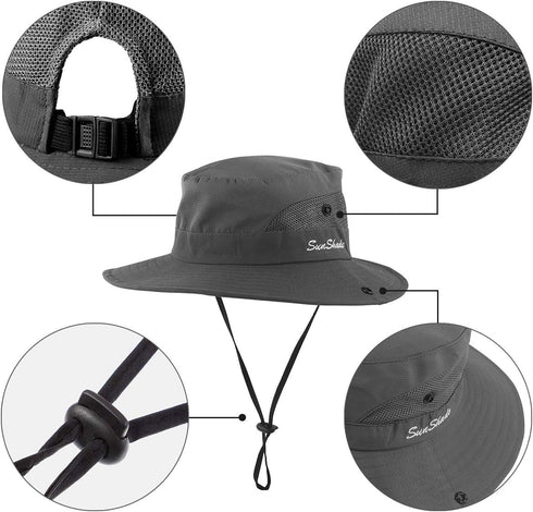 IYEBRAO 2 Pack Women's Ponytail Sun Hat, UV Protection Foldable Wide Brim Beach Cap