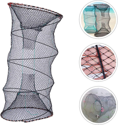 30cm Beaupretty Foldable Crawfish Trap Shrimp and Crab Fishing Net Diameter with Spring Frame for Outdoor Minnow
