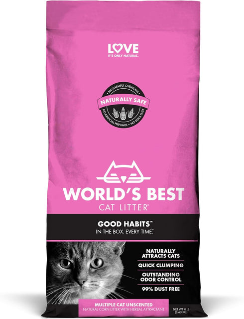 WORLD'S BEST CAT LITTER Good Habits Cat Attract Litter | Natural Plant-Based Multicat Flushable Corn Litter