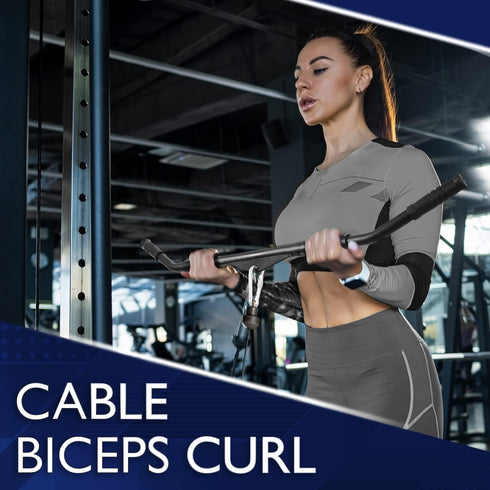 Yes4All Wide Grip Curl LAT Pull Down Bar Attachments - Rubber Handgrips/Curl Bar/Press Down for Cable Pulley System