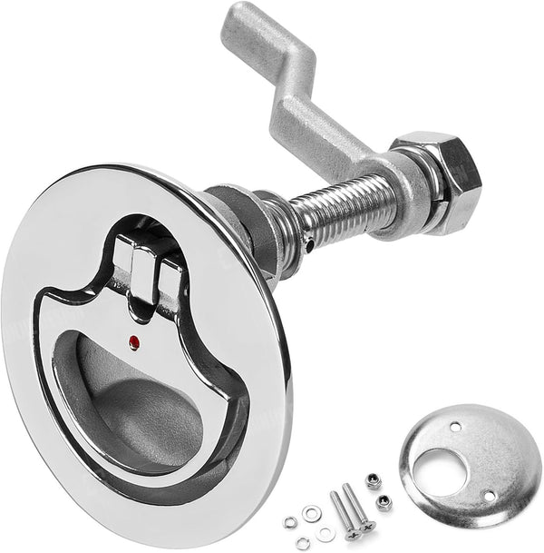 Heavy Duty 316 Stainless Steel Boat Cam Latch, Marine Flush Hatch Pull with Back Plate