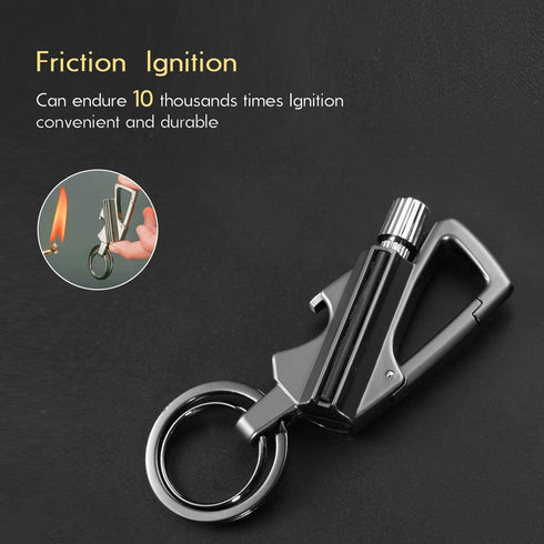 YUSUD Permanent Match, Flint Fire Starter Keychain Lighter with Bottle Opener, Waterproof Survival Matches