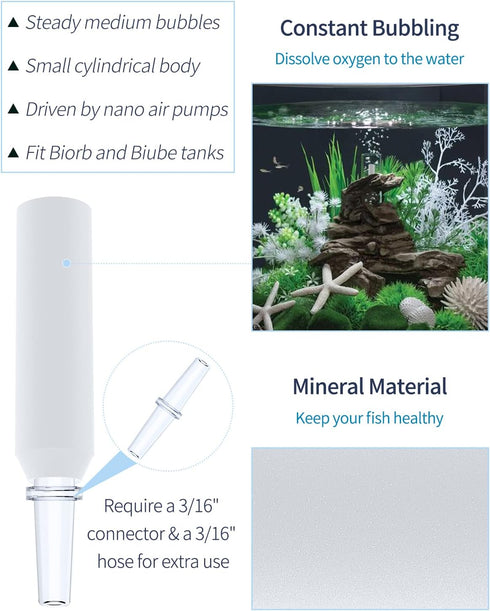 Pawfly 10 Pack Aquarium Replacement Air Stone Bubbler, Compatible Oxygen Diffuser for Mini Fish Tanks