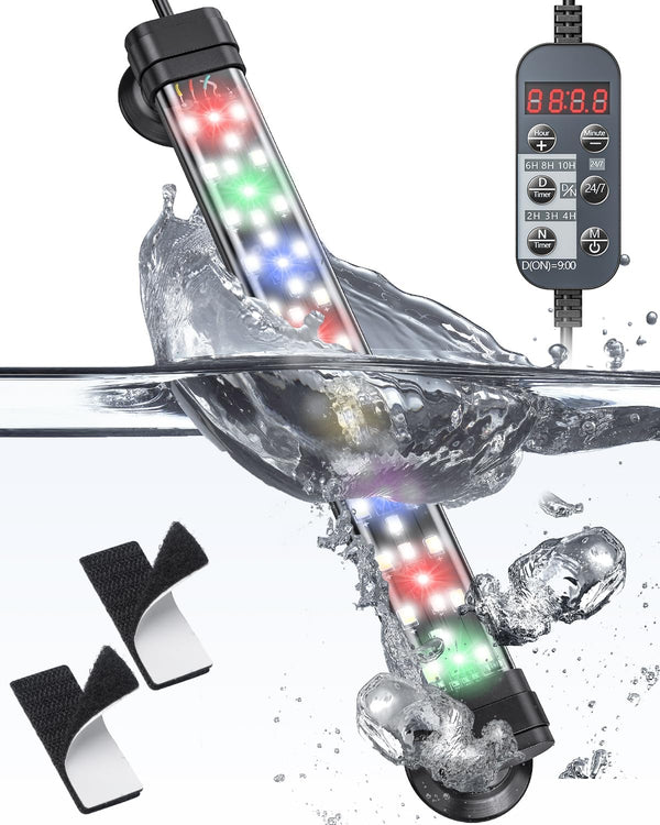 Pawfly 5 W LED Aquarium Light, 8 Inch 24/7 Fish Tank Light with Full Spectrum Multi-Colored LEDs, Timer & Adjustable