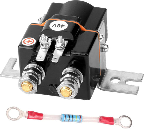 Roykaw 48V Golf Cart Solenoid with Resistor Assembly, 4 Terminal, Compatible with Club Car DS & Precedent Electric