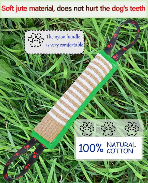 Dog Tug Toy - Tough Jute Bite Pillow for Lasting Training, Interactive Toy for Large and Small Dogs