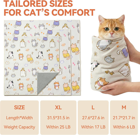 27.6" BFNN Cat Grooming Wrap for Cutting Nails, Anti-Escape Calming Cat Swaddle Wrap for Medicine, Nail Clipping, Teeth