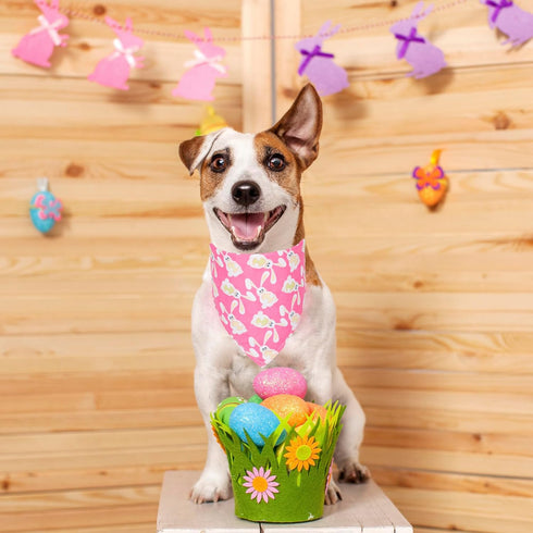 ADOGGYGO 4 Pack Easter Dog Bandana, Triangle Dog Scarf with Rabbit Easter Egg Pattern for Medium Large Dogs