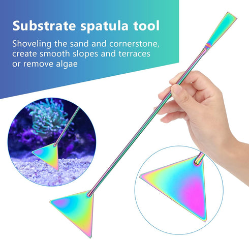 Quarium Aquascape Tools Kit - 4 in 1 Anti-Rust Aquatic Plant Tool Set, Stainless Steel for Aquarium Tank Cleaning