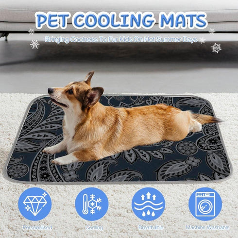 Generic Summer 28" X22" Pet Cooling Mats for Dogs Cats Ice Silk Pet Cooling Mat for Dogs Flowers Leaf Motif Dog Bed