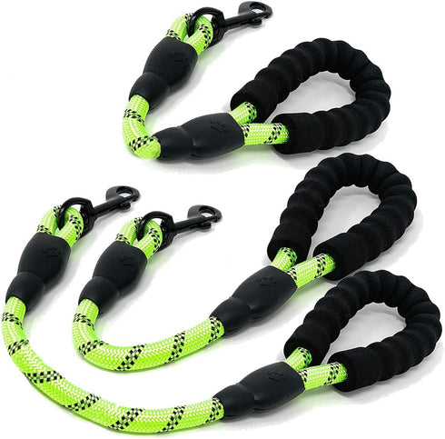 Short Dog Leash - Nylon Traffic Leash with Padded Handle, 3 Sizes for Small Medium Large Dogs with Highly Reflective