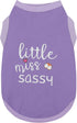 Dog Clothes Fashionable Sleeveless Pet Vest: 'Little Miss Sassy' Printed Cotton Dog Shirt, Purple 4XL for All Breeds