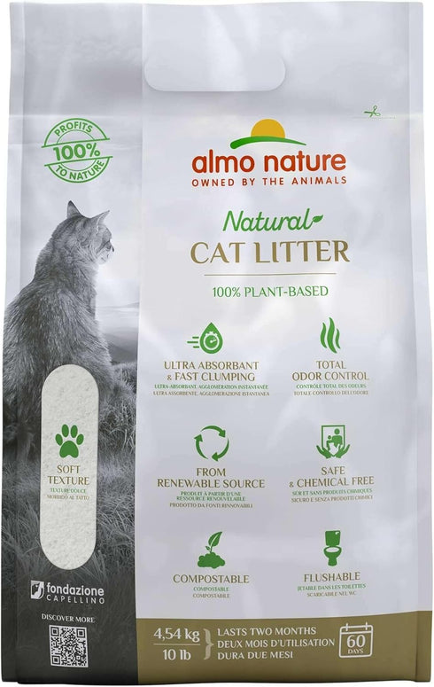 Almo Nature Natural Unscented Cat Litter, 5 lbs, Non-Toxic, 100% Plant-Based, Clumping, Biodegradable