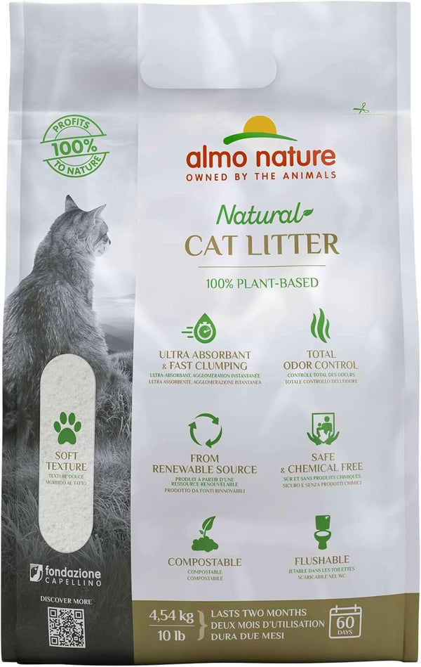 Almo Nature Natural Unscented Cat Litter, 5 lbs, Non-Toxic, 100% Plant-Based, Clumping, Biodegradable