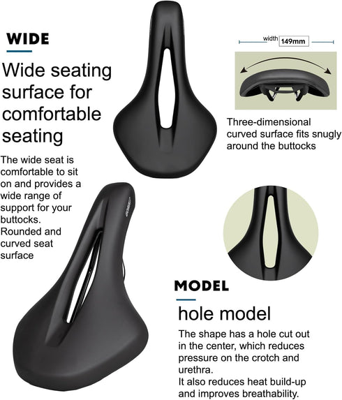 GORIX Lightweight Wide Comfortable Short Nose Bike Saddle Seat Cushion for MTB Road Bicycle (GX-SA729)