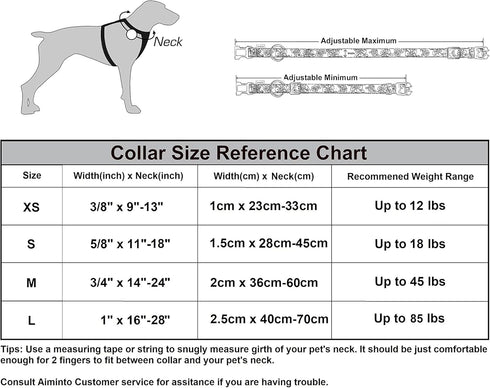 Cute Floral Pattern Dog Collar, Soft Adjustable with Quick Release Buckle (XS, Neck 9-13", Width 3/8", Hawaiian Blue)