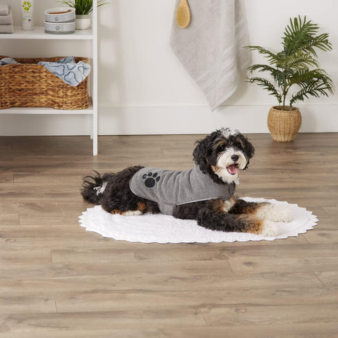Bone Dry Pet Robe Collection, Embroidered Microfiber Bath Robe for Dogs & Cats, Small, Gray