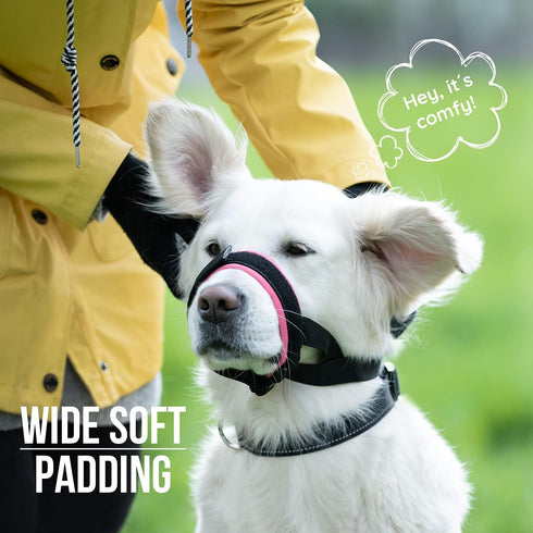 Gentle Muzzle Guard for Dogs - XL Pink, Prevents Biting and Chewing Safely with Soft Neoprene Padding