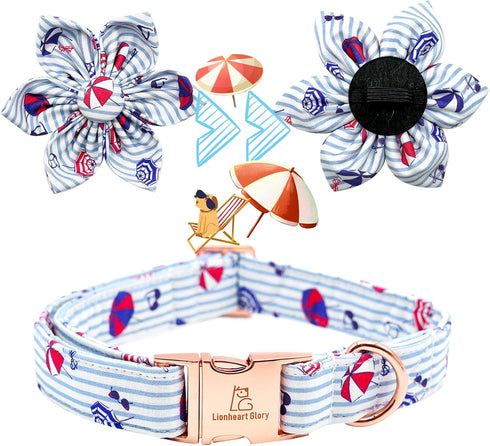Lionheart Glory Summer Dog Collar with Flower, Adjustable Flower Collar for Small Medium Large Dogs