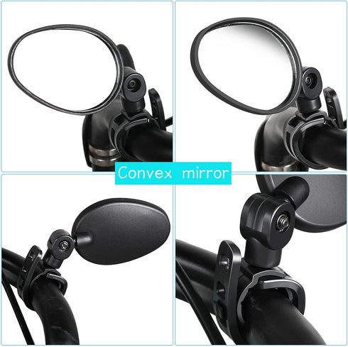 Hestya Bike Mirror, 360 Degree Adjustable Handlebar Mirror, Shockproof Acrylic Convex